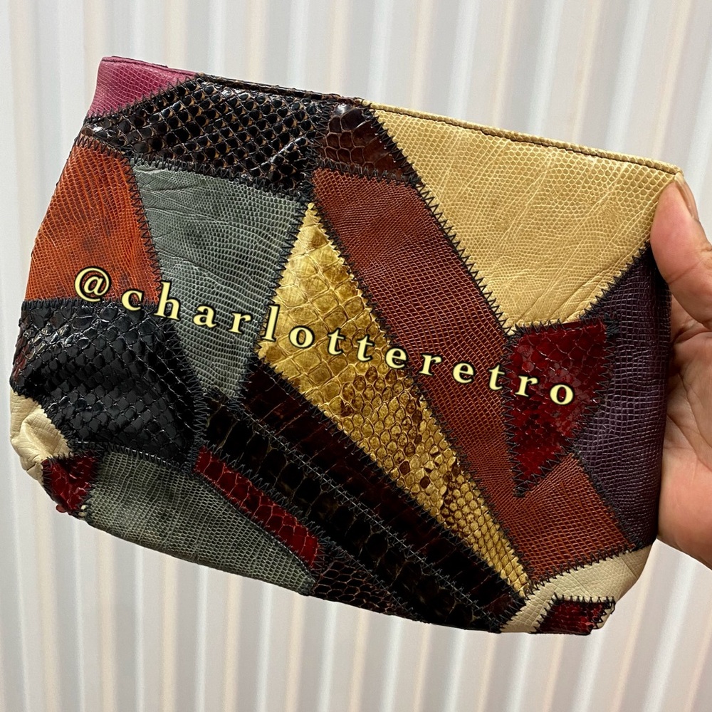 Vtg Caprice Original Patchwork Leather Clutch W C… - image 7